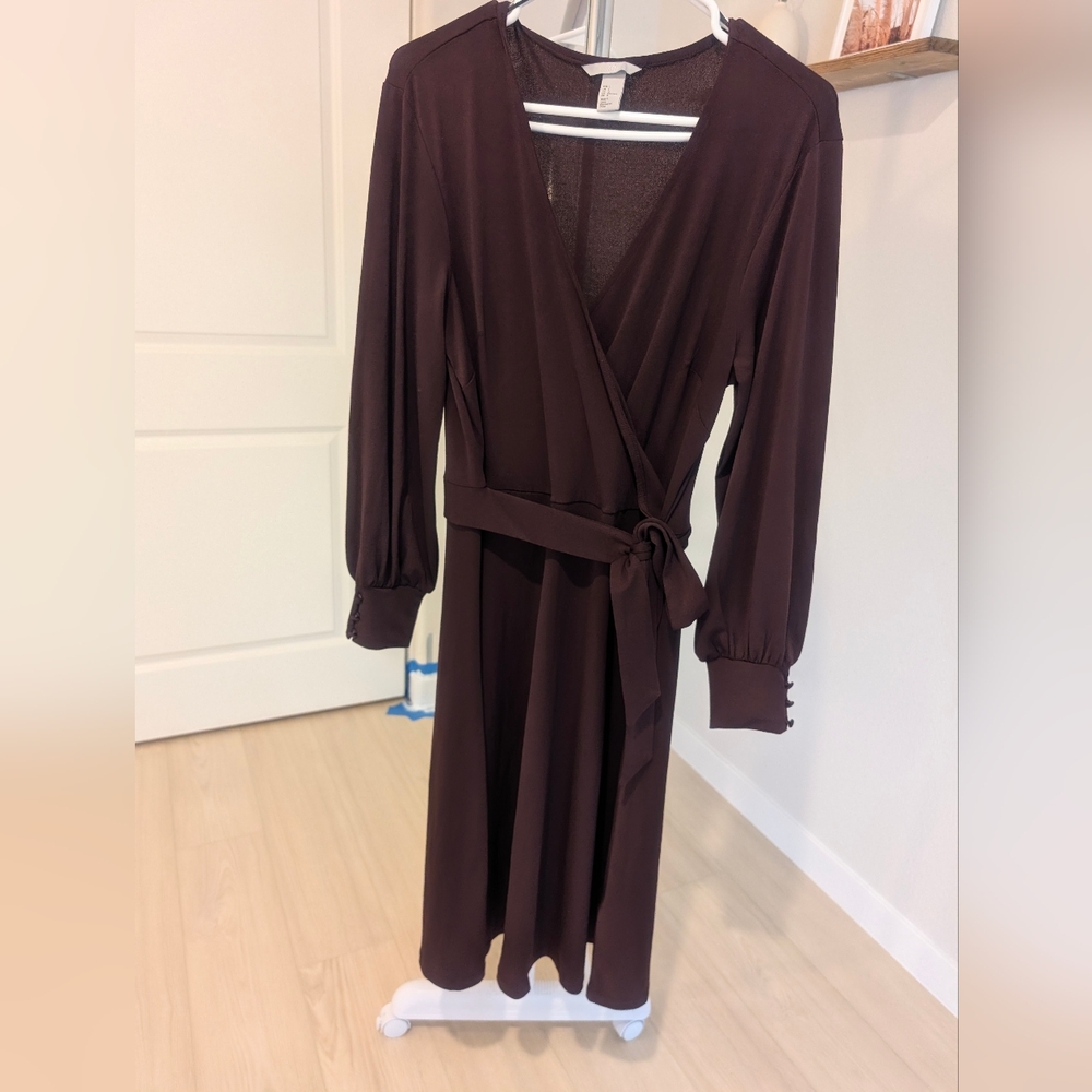 H&M Red Long Sleeve Wrap Dress